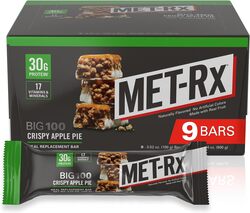 MET-Rx Big 100 Meal Replacement Protein Bar Crispy Apple Pie Pack of 9